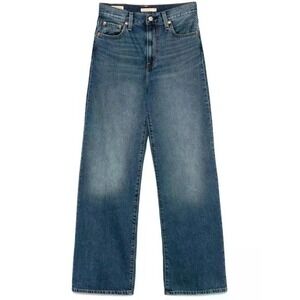 Levis Ribcage Wide Leg Jeans Medium Wash Blue Super High Rise A6081-0012 Size 31
